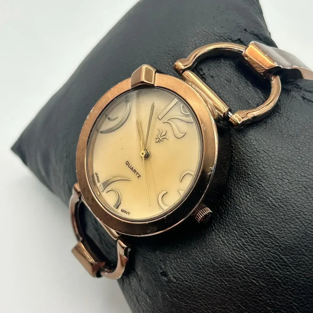 Metallic Brown Exaggerated Stainless Steels Women's Quartz Watch Working